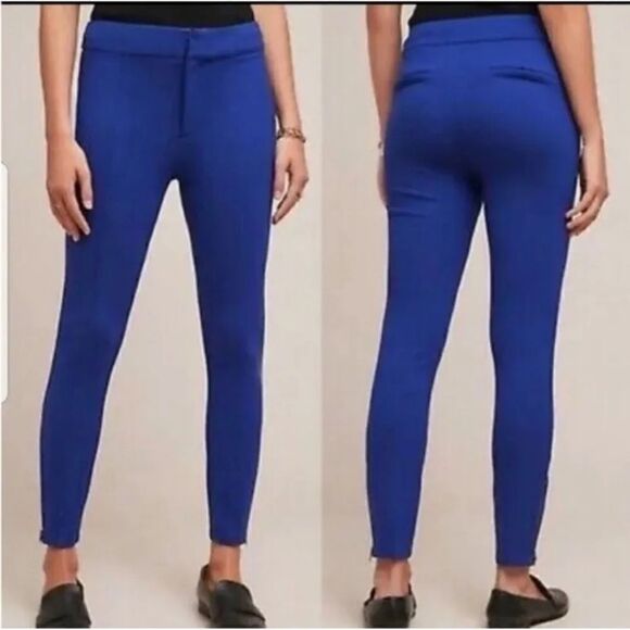 Anthropologie Essential Slim Knit Pants Trousers Cobalt Royal Blue Size 10 - Picture 1 of 15